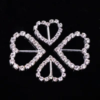 20mm 30mm metal crystal rhinestone heart buckle slider connector buttons for jewelry making diy