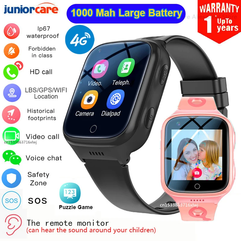 

Kids Smart Watch 4G SOS IP67 Waterproof LBS GPS Location Tracking WIFI Video Call Smartwatch Kids Smart Watch Children VS LT21