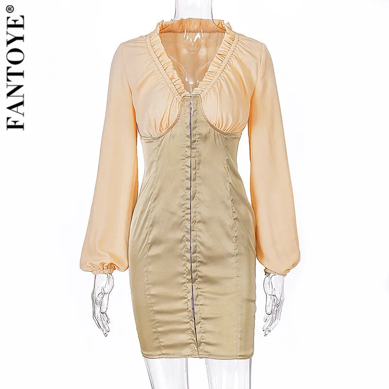 FANTOYE элегантное платье с открытыми плечами атласное из кусков вечерние Для