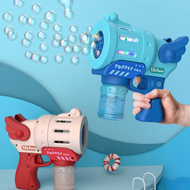 Electric Bubble Machine Flashing Light Music Automatic Bubble Blower Soap water Bubbles Maker Gun for Children Kid Outdoor Toys