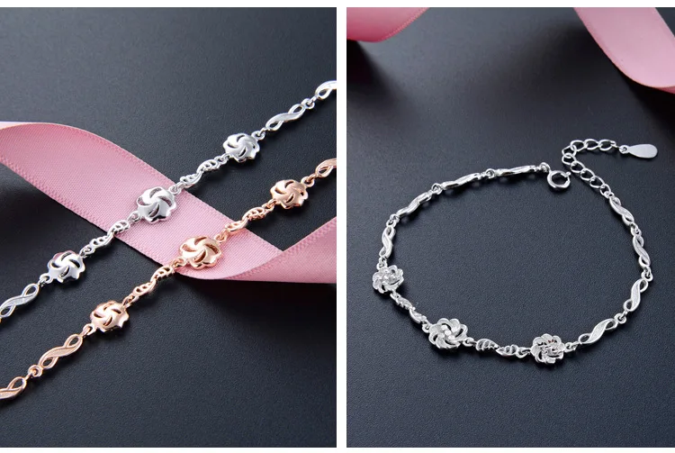 

Wholesale new real s925 fashion jewelry flower charm bracelet female brace lace fashion accessories jewel women gifts