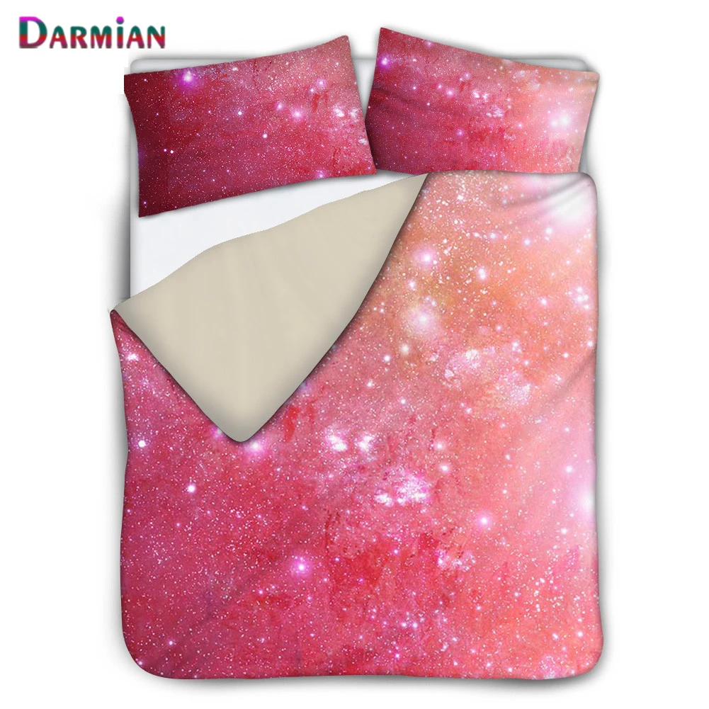 

Комплект постельного белья DARMIAN с розовым галактическим звездным небом, пододеяльник на молнии, 2 шт., наволочка, Комплект постельного белья,...