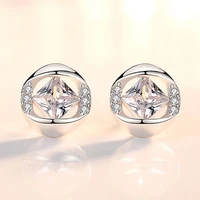minimalist small stud earrings cute pink zirconia crystal tiny geometric earring piercing accessoires best gifts for women