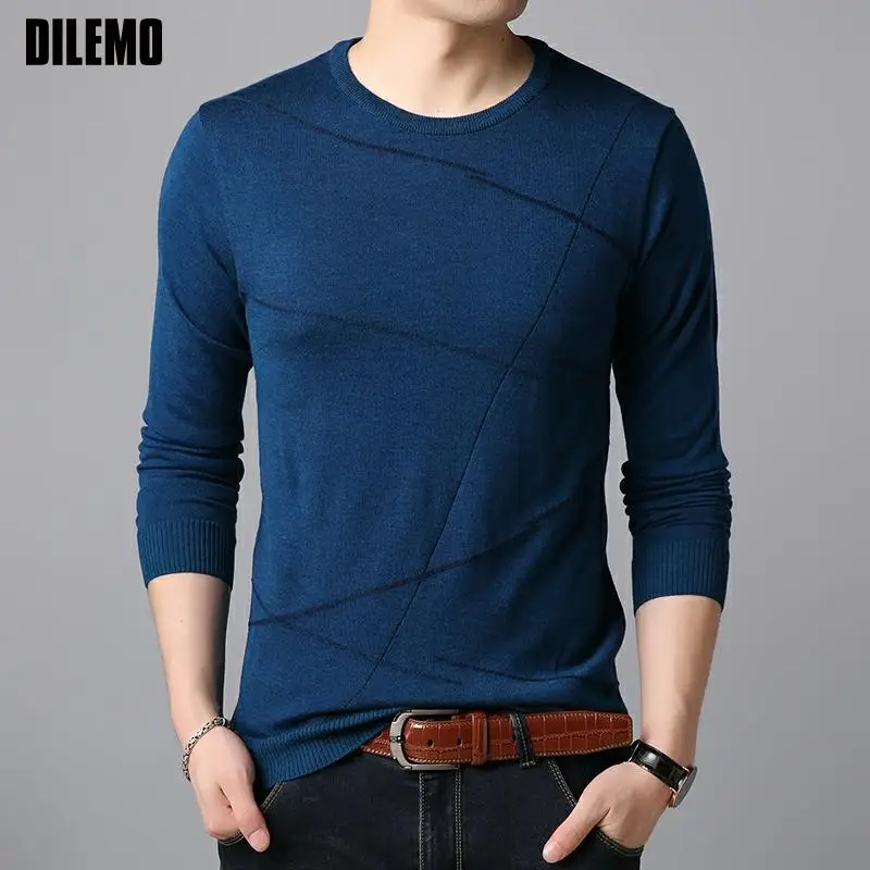

Top Quality New Fashion Brand Pullover Mens Knitted Sweater Crew Neck Autum Slim Fit Trendy Casual Winter Jumper Mans Clothes