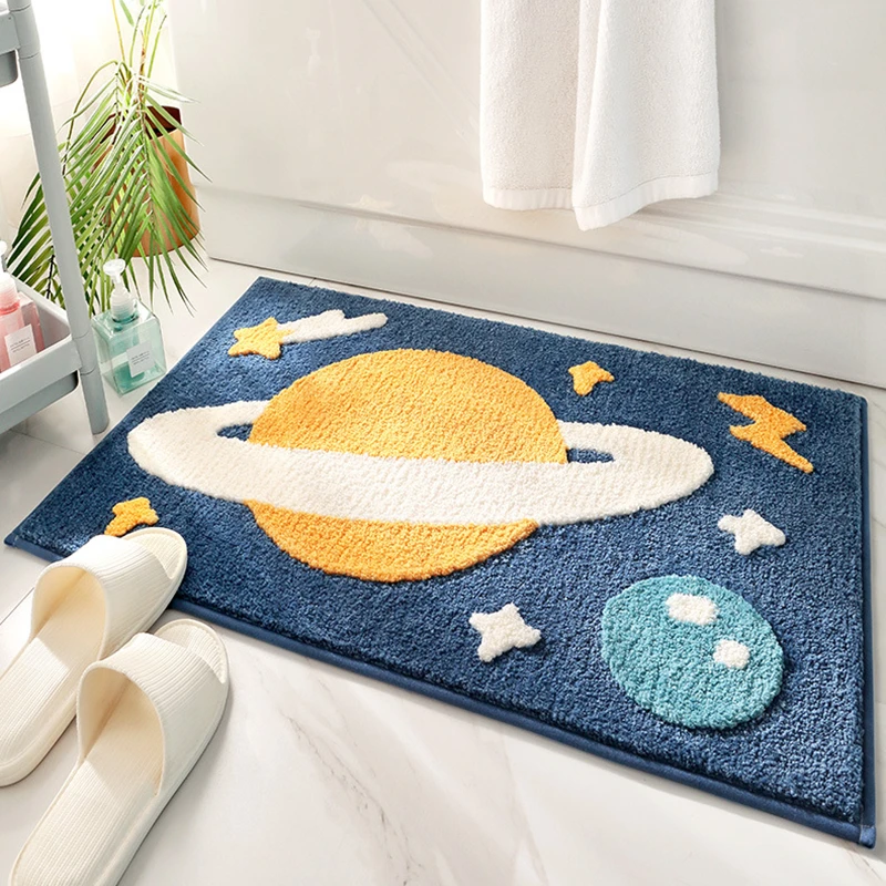 

Universe Cartoon Pattern Bathroom Mat Kids Room Decor Doorway Floor Carpet Super Soft Absorbent Hallway Toilet Bath Rug Washable