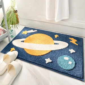 universe cartoon pattern bathroom mat kids room decor doorway floor carpet super soft absorbent hallway toilet bath rug washable free global shipping