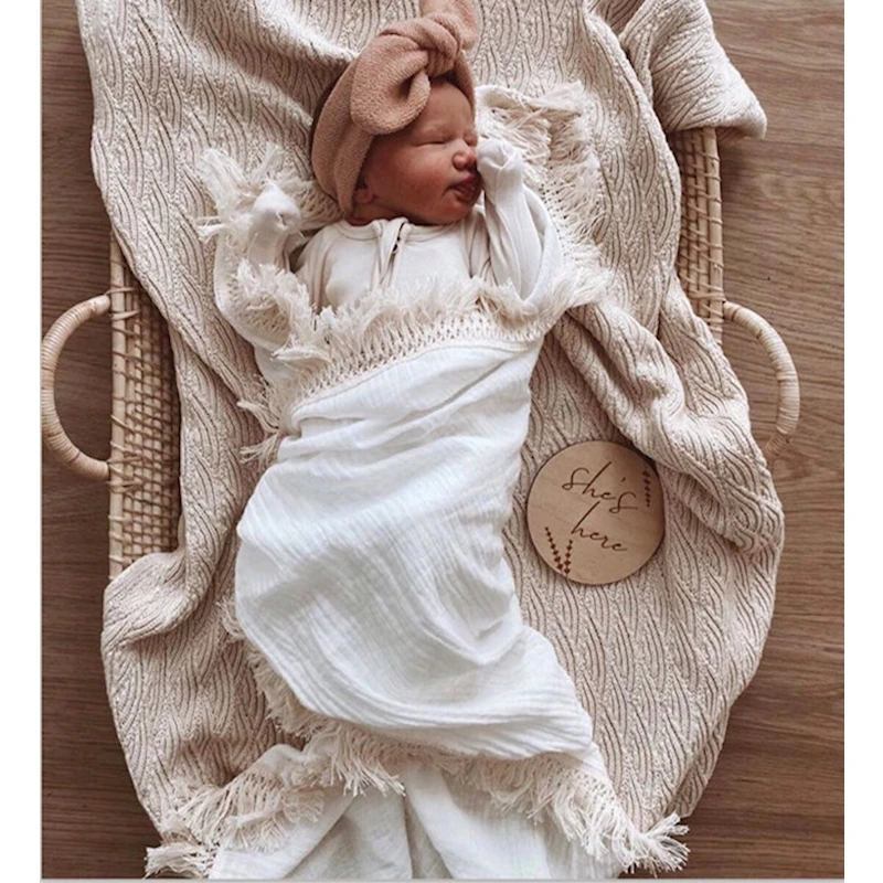 Infant Organic Cotton Wrap Newborn Lace Gauze Swaddle Wrap Children 100*120CM Muslin Summer Blanket Baby Photography blankets