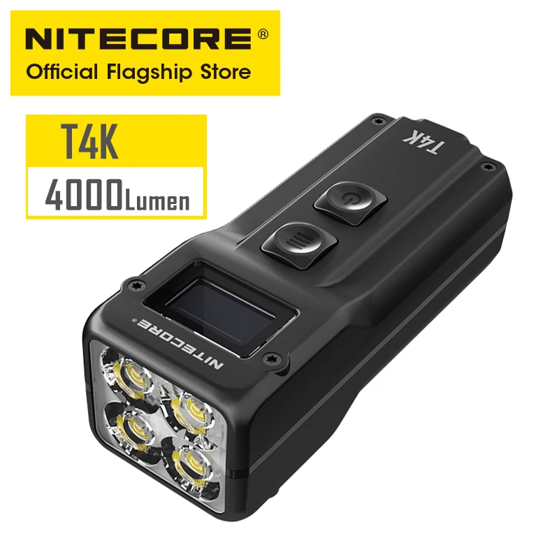 NITECORE T4K Keychain Flashlight 4000 lumens handheld portable super bright USB-C Charging emergency edc key lamp with battery