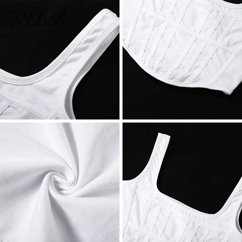Женский укороченный топ без рукавов FSDA белый пикантный с открытыми плечами