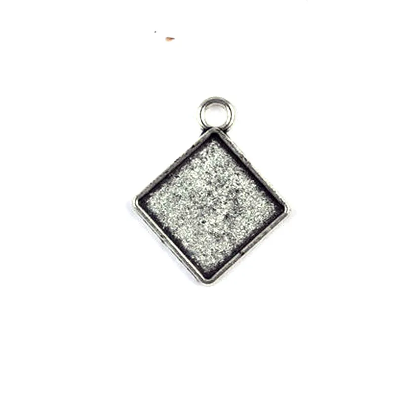 

Antique Silver Cabochon Setting Pendant Trays Blanks Bezel Inner 15*15mm Women Jewelry Findings Accessories Wholesale