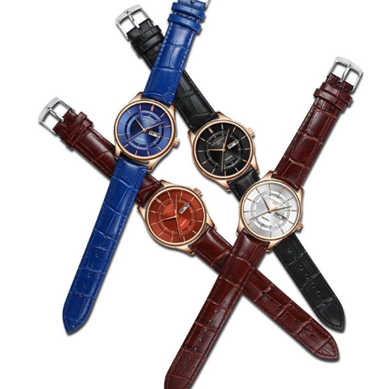 Часы наручные мужские бизнес часы круглые кварцевые водонепроницаемые кожаный