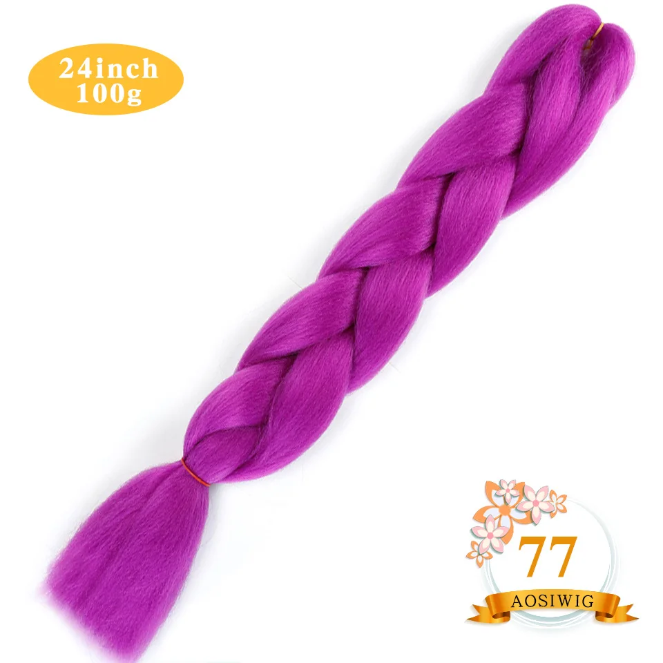 AOSIWIG 2" Ombre Jumbo синтетические плетеные волосы крючком 100 г/упак. афро оптом розовый синий фиолетовый синтетические волосы - Цвет: T1B/красный