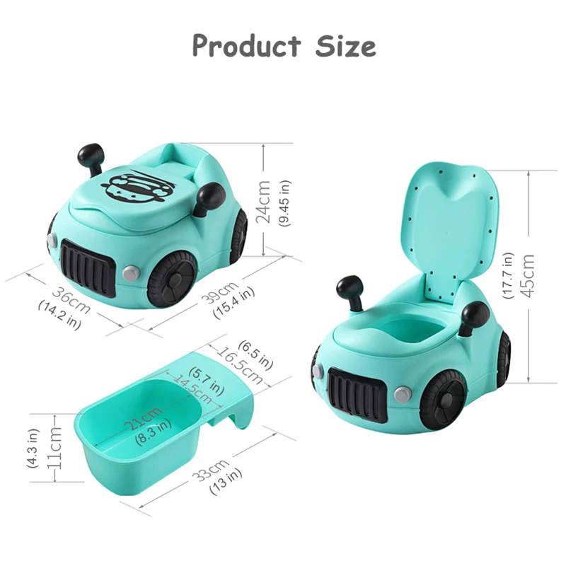 Babyinner 39*36*45cm Baby Toilet Comfortable PU Cushion Training Seat Cartoon Car Infant Potty Multifunction Close Stool | Мать и ребенок