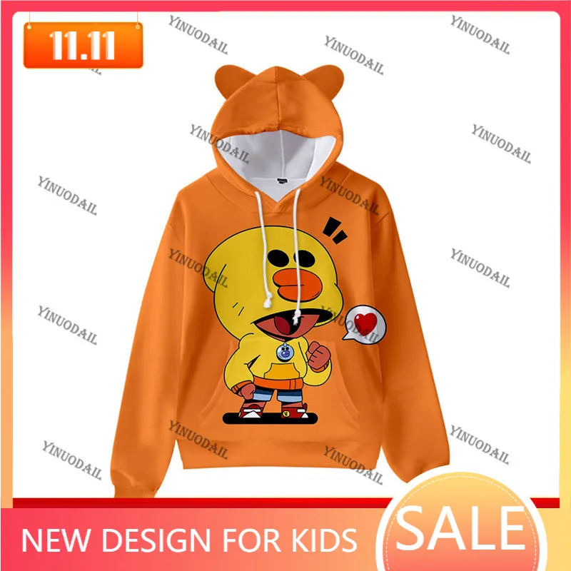 Cartoon Sally Leon Cute Cat Ear Kids Hoodie Children's Wear Shooting Game 3d Swearshirt Boys Girls Brawling GENE Star Clothes | Детская