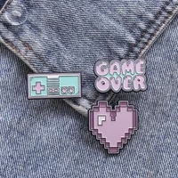 cute pink game console mosaic love brooch enamel pins metal broches for men women badge pines metalicos brosche accessories