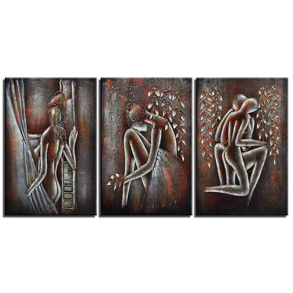 

3 Panels Abstract Girl Pictures Wall Art Painting on Canvas Home Decor Giclee Artwork Popular Canvas Pictures For Living Room
