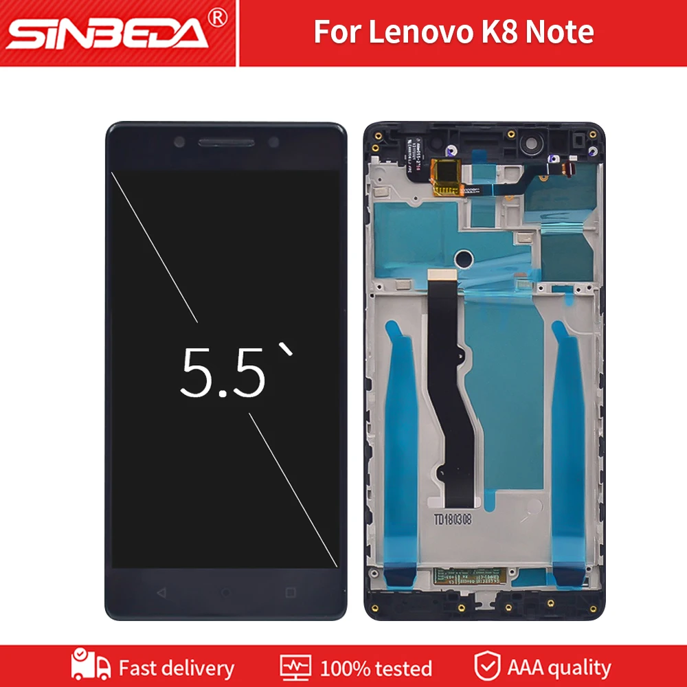 

Оригинальный 5,5 "дисплей для Lenovo K8 Note LCD сенсорный экран с рамкой дигитайзер для LENOVO K8 Note дисплей Замена K8 LCD