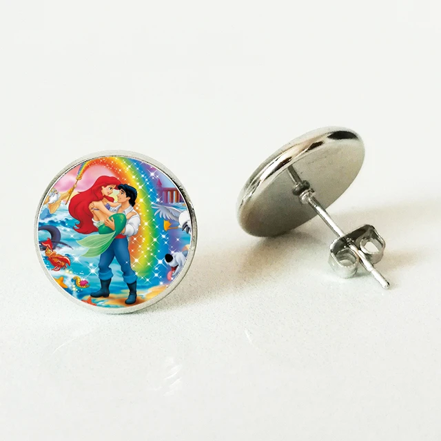 Серьги гвоздики в стиле аниме Русалочка Ариэль модные ювелирные украшения для