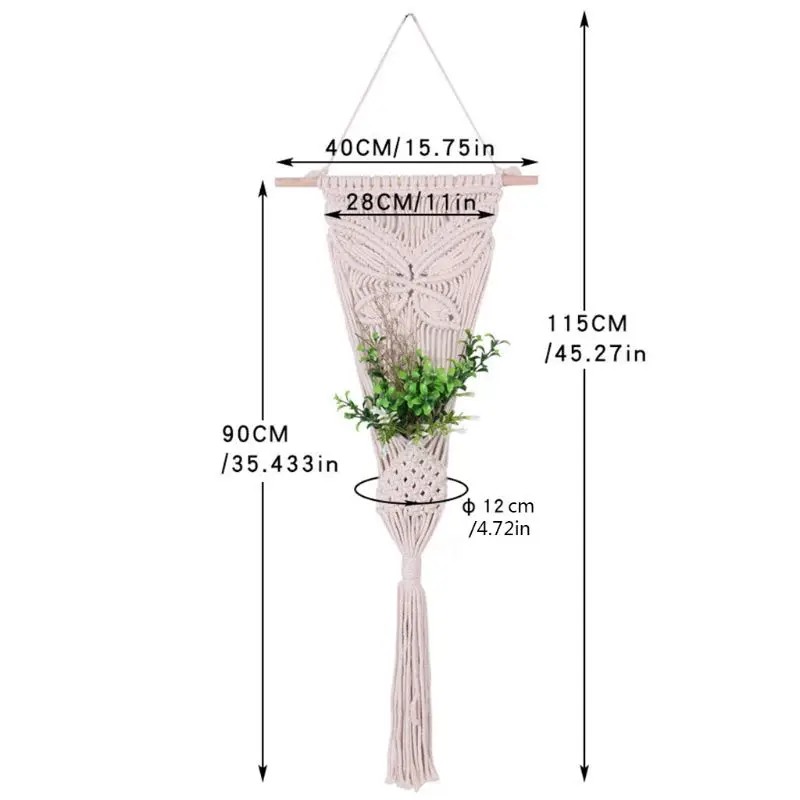 

Handwoven Macrame Wall Hanging Tapestry Plant Hanger Basket Holder Dorm Room Home Decoration Ornament Craft