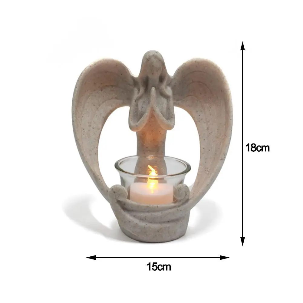 

Resin Angel Figurines Crafts Resin Candle Holder Flash Miniature Ornament Angel Statue Candlestick Crafts Home Decor For Girls