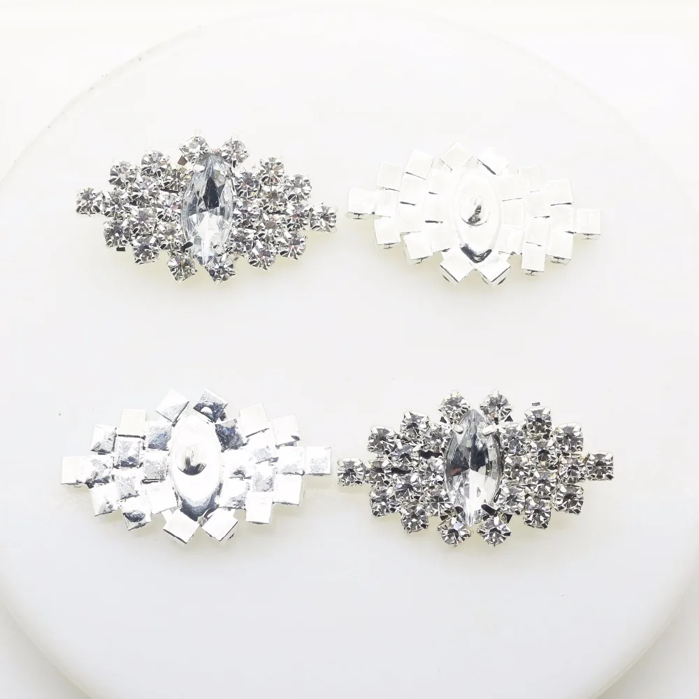 

New Fashion 10Pcs/lot 23*37MM Rhombus Diy Jewelry Accessories Rhinestones Pedestal Embellishments Caps Decoration For Making