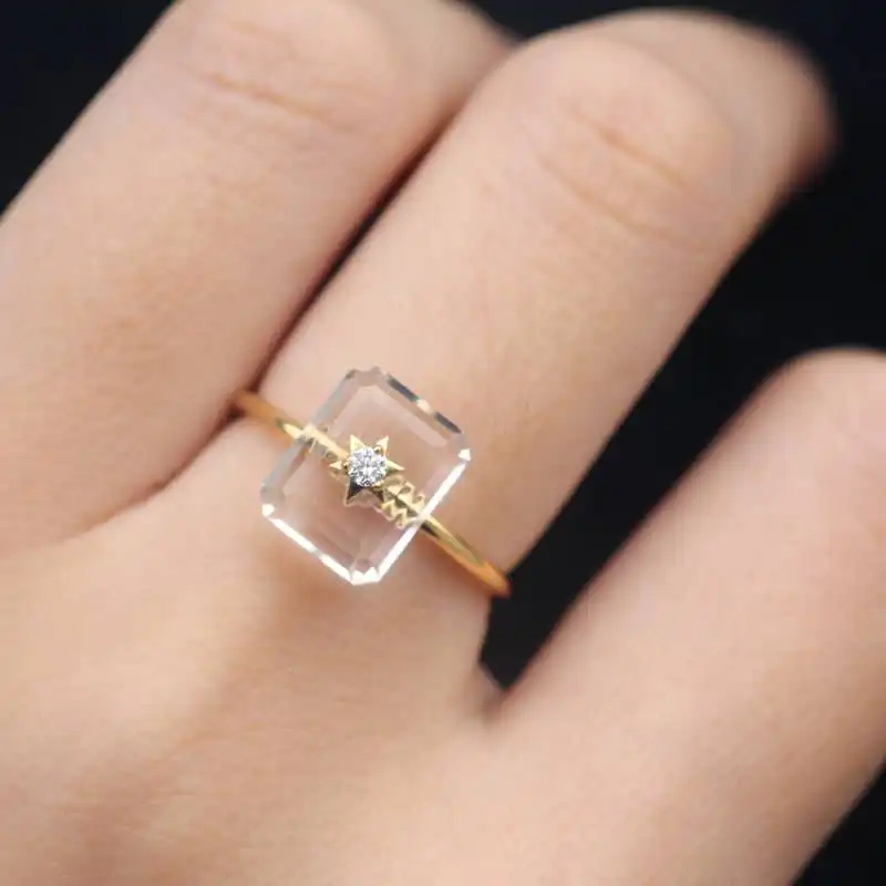 

The Thick Gold Version of Xinghe Is Hot, and You Are the Ideal in the World. Diamond Crystal and Star 18K Gold Ring