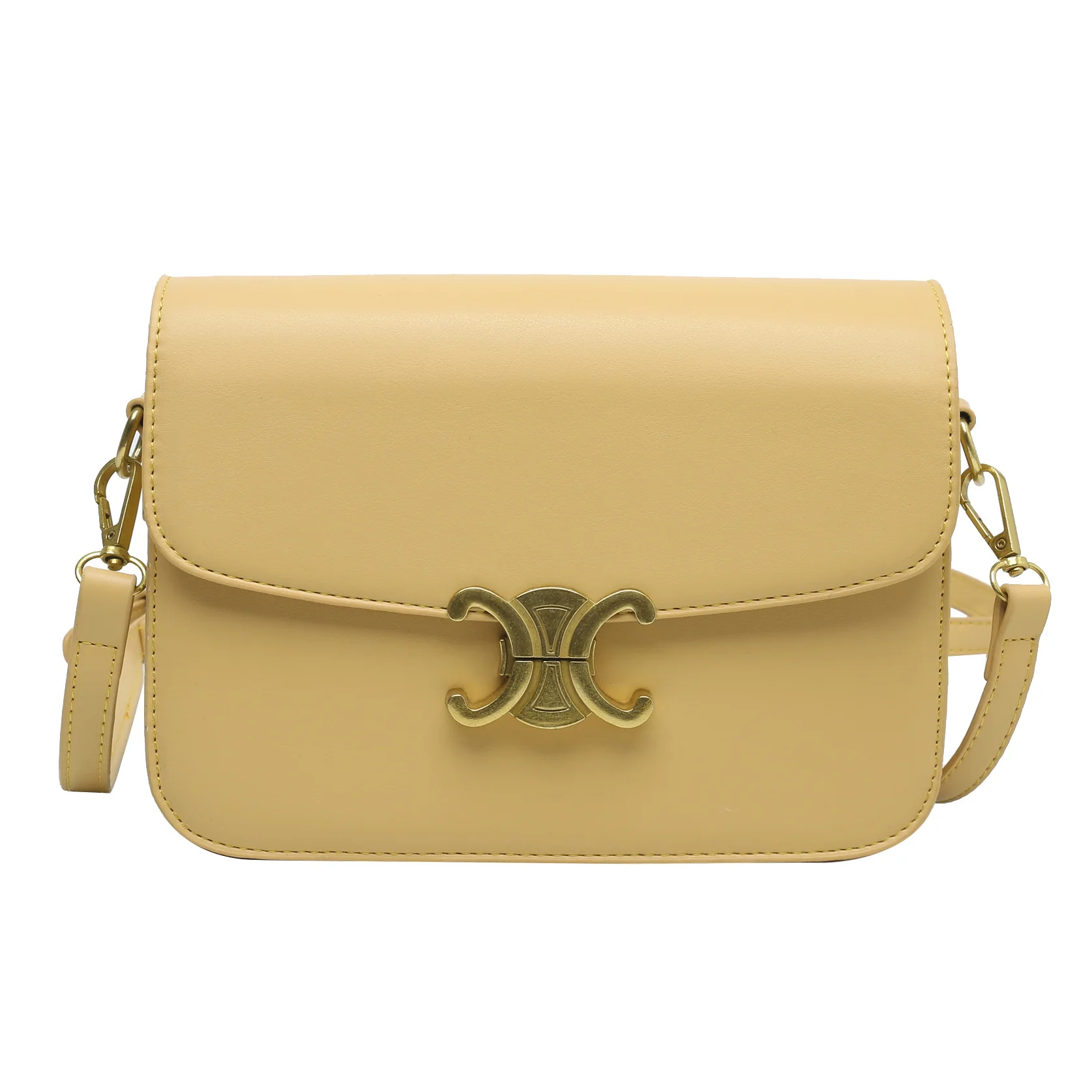 

New Design Two Size Solid Color Women's Bag with Sewing Thread Chains and Nutton Black White Shoulder for Women A033