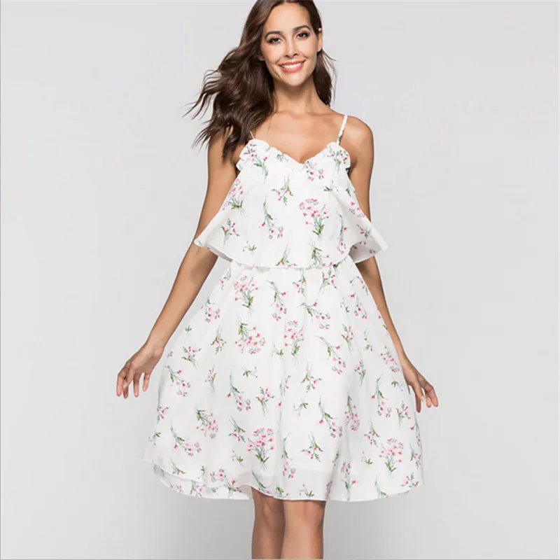 

Women Summer Dress 2022 V-Neck Casual Midi Boho Beach Floral Print Backless Sleeveless Sundress AD450
