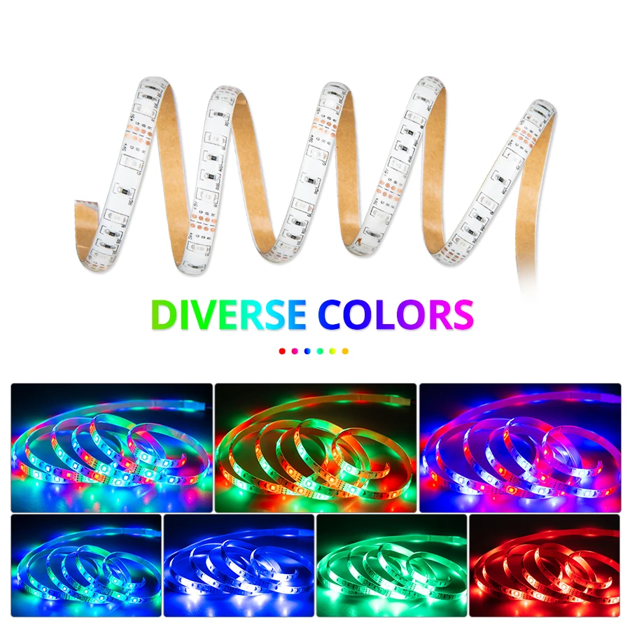 LED RGB Strip light Tape 5050 DC5V USB Cable 1M 2M 3M DIY HDTV TV Background Bias lighting PC Screen Decoration lamp | Лампы и