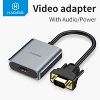 hagibis vga to hdmi compatible adapter with 3 5mm aux audio jack 1080p male to female converter for pc laptop hdtv projector