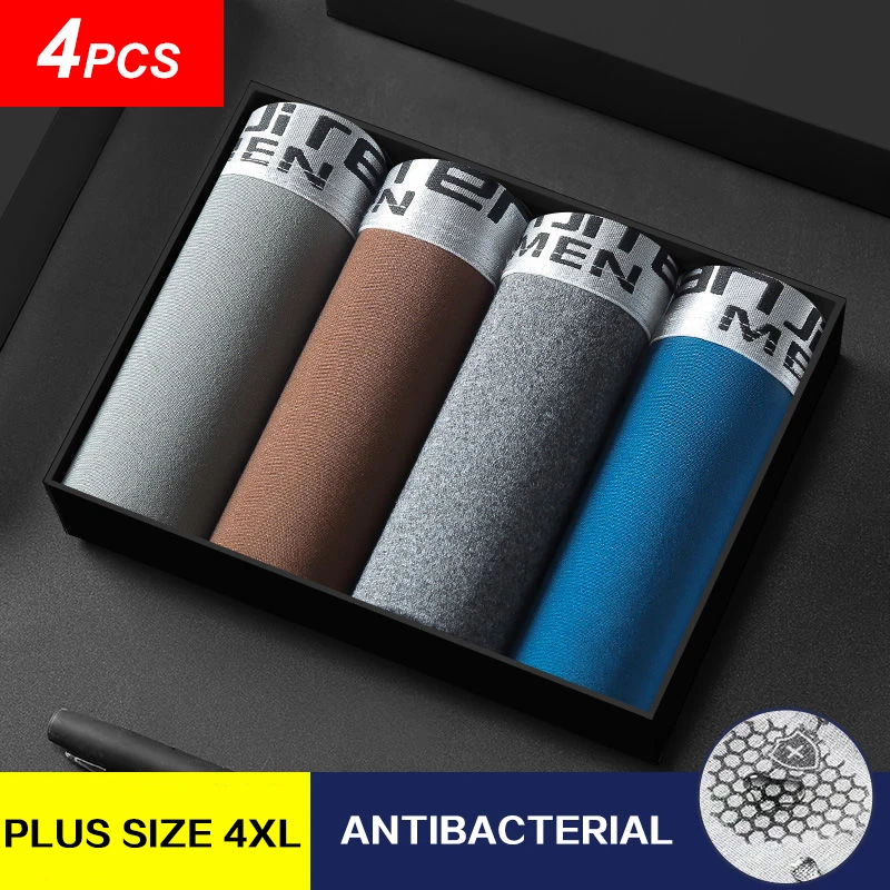 8pcs/lot Boxer Shorts Mens Underwear Man Underpants Solid Male Panties Sexy lingerie Flexible Soft Boxershorts Plus Size L-4XL