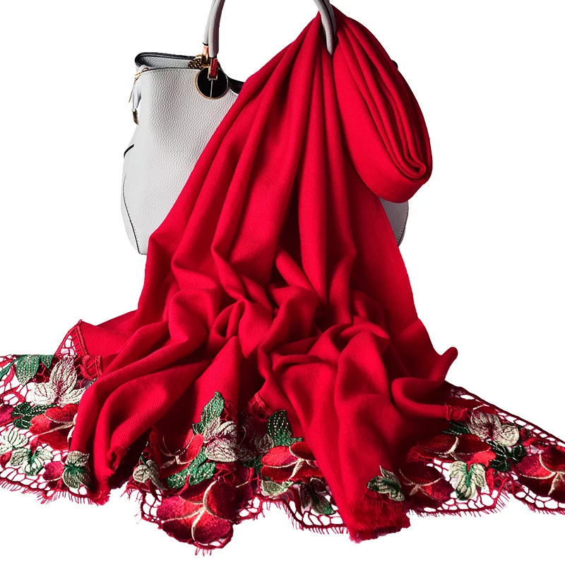 Шали и палантины из овечьей шерсти с цветочной вышивкой зимний буфаданский