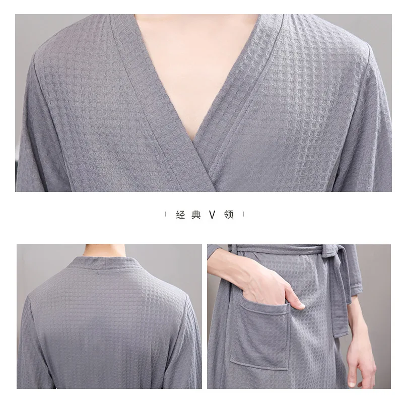 Sexy Women/Men Kimono Bathrobe Sleepwear Spa Robe Nightwear Unisex Nightgown Plus Size Lovers Sets Waffle ropa sexy hombre | Женская