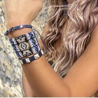 bluestar 2021 wide turkish evil eye bracelet crystal bracelets micro pave jewelry handmade miyuki crystal tassel pulseras mujer