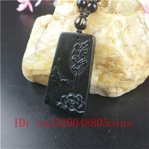 Сертифицированный китайский натуральный черный зеленый нефрит Феникс ожерелье