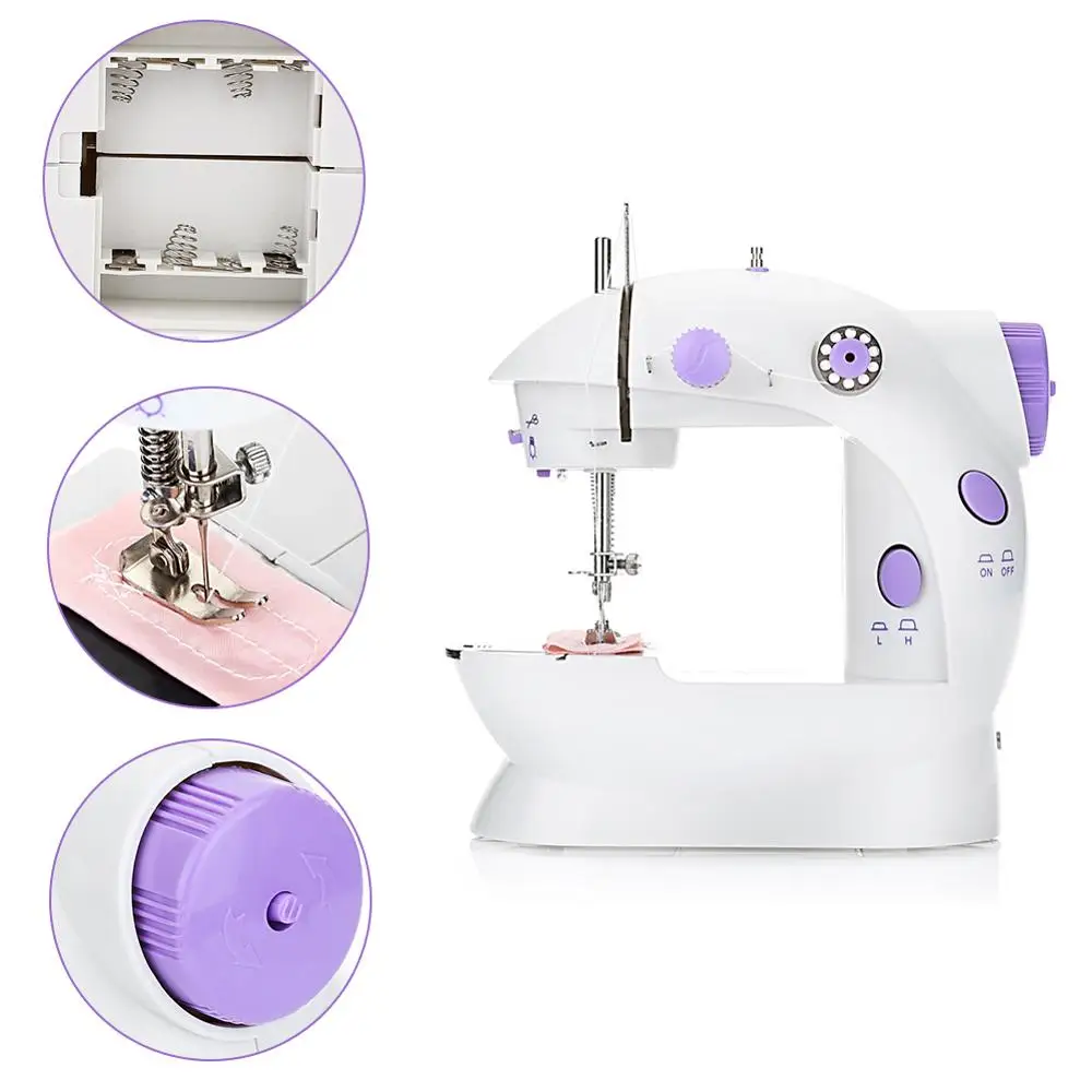 Мини швейная машина встроенный светильник для починки двойной Скорость строчкой