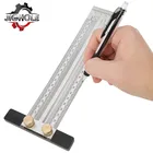 Высокоточная линейка для деревообработки, 180-400 мм, Т-образная линейка, отверстие разметочная линейка, нержавеющая сталь, калибр, измерительные инструменты