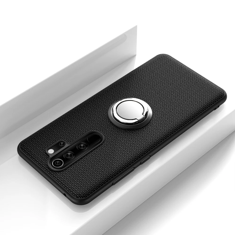 Защитный чехол для Red mi Note 8 Pro 8T 7 Чехол для Xiaomi mi Note 10 CC9 Pro магнитное автомобильное кольцо-держатель на палец кожаный полный Чехол - Цвет: Черный