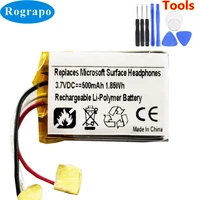 new 3 7v 500mah li polymer replacement battery for microsoft surface headphones surface 2 accumulator 3 wire batterie tools