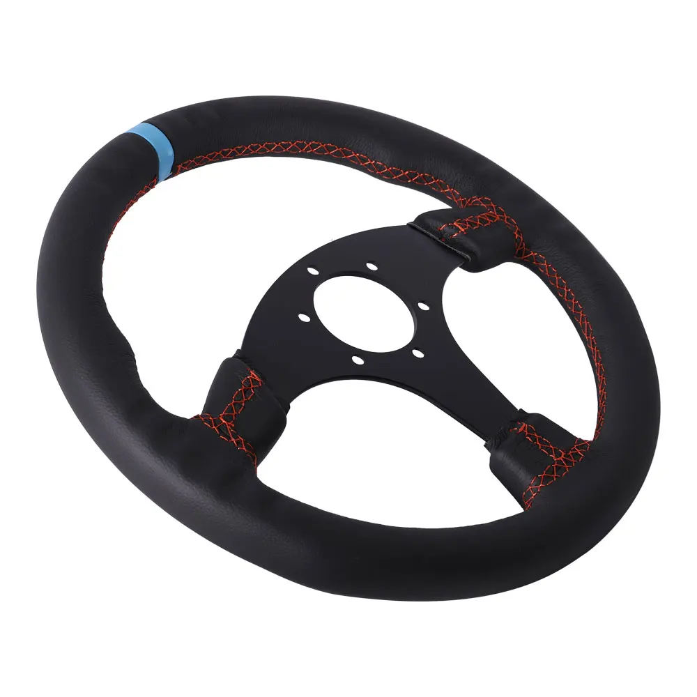 13 дюймов 330 мм гоночное плоское кожаное рулевое колесо для Sim-карт универсальное -