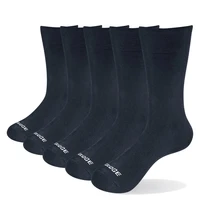 yuedge 5 pairs men black cushion bamboo fiber breathable comfortable casual business sports hiking runing dress crew socks