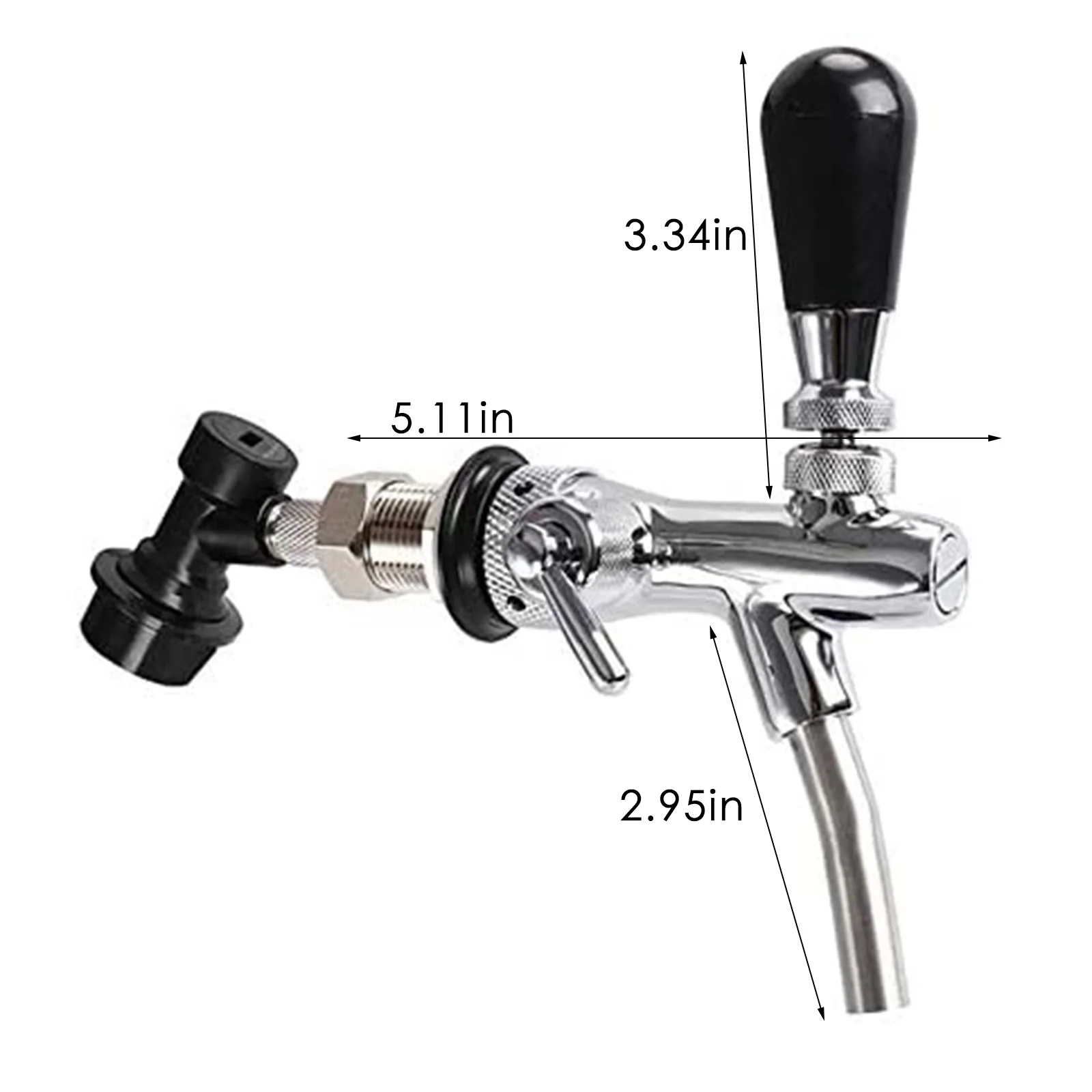 

Adjustable Beer Tap Faucet Stainless Steel Draft Beer Faucet Flow Controller Chrome Plating Shank G5/8 Tap Keg for Kegerator