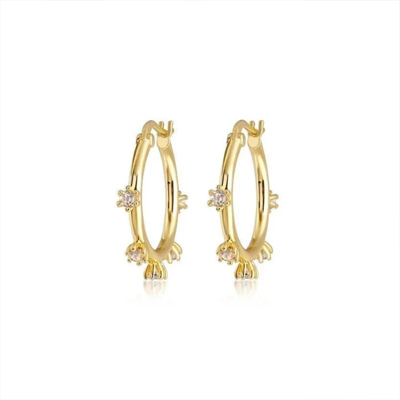 

AIDE Geometric Round Hoop Earrings for Women Elegant Zircon Pierced Earings Silver 925 Jewelry Wedding Engagement Gift kolczyki