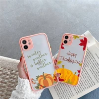 pumpkin happy fall autumn phone case matte transparent for iphone 7 8 11 12 s mini pro x xs xr max plus clear mobile bag coque