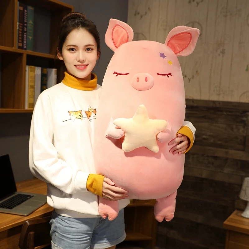 

45-80cm Lovely Fat Round Pig Plush Toys Stuffed Cute Animals Dolls Pig Kids Appease Pillow for Girls Birthday gift