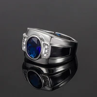 hip hop genuine 925 sterling silver sapphire ring for men fine blue sapphire sterling silver open rings bizuteria gemstone party