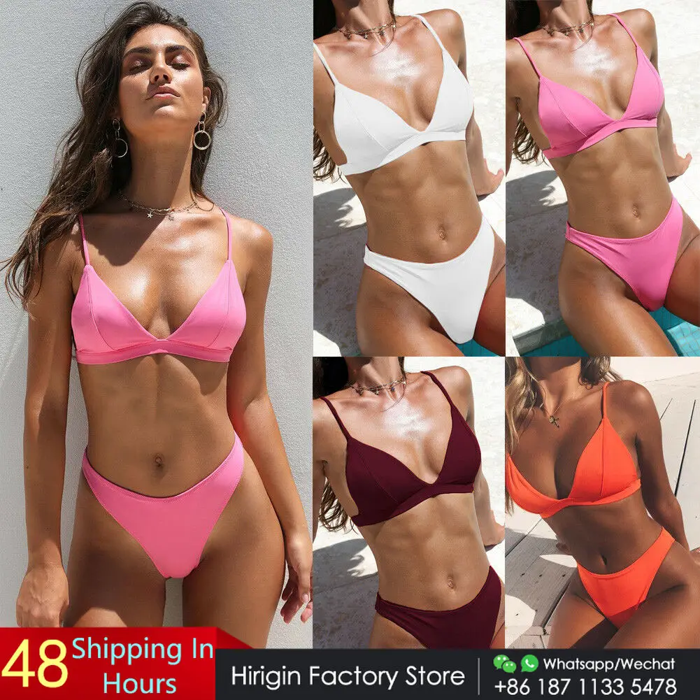 

Hirigin Sexy Thong Bikini Set Women Swimwear 2019 New Push Up Padded Swimsuit Summer Beach Bathing Suit Women Biquini Swim Wear
