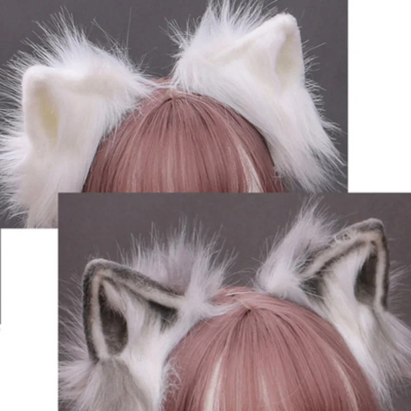 Women Cute Furry Animal Cat Ears Headband Lolita Kawaii Anime Hair Band Hoop Halloween Cosplay Party Fancy Headpiece for Girls
