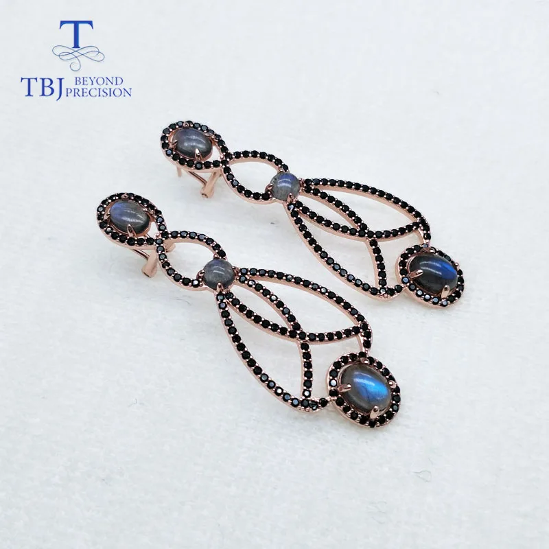Женские длинные серьги TBJ ювелирные украшения с натуральным лабрадоритом и