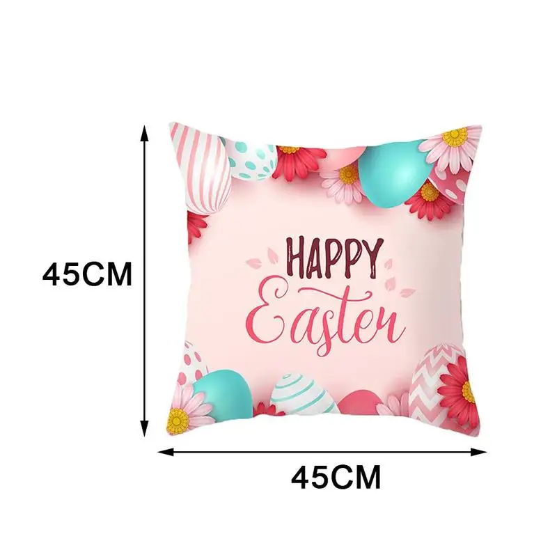 

45*45cm Blue Easter Peach Skin Velvet Pillowcase Bunny Easter Party Decor For Home Eggs Easter Rabbit Party Decor Easter Gif